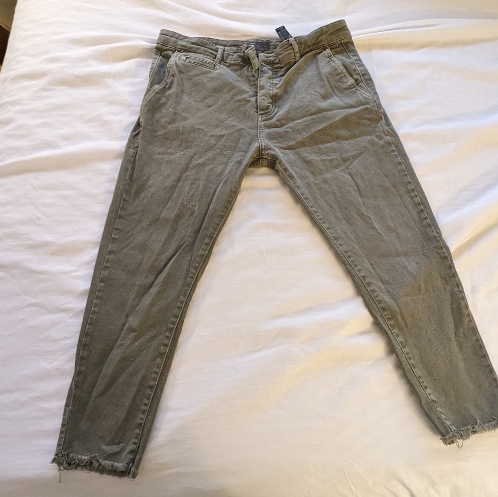 Zara Man Button Fly Frayed Jeans